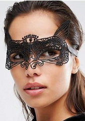 Unique Black Woven Lace Masquerade Mask Headpiece