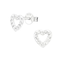 Children's Sterling Silver Aqua Bohemica Heart Stud Earrings