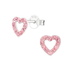 Children's Sterling Silver Aqua Bohemica Heart Stud Earrings