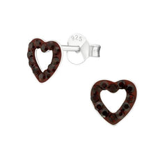 Children's Sterling Silver Aqua Bohemica Heart Stud Earrings