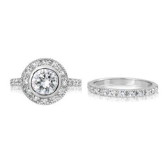 Bezel Halo Ring Set