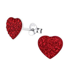 Children's Silver Heart Earrings with Swarovski Crystals