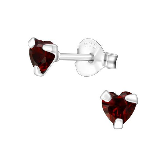 Silver Birthstone Heart Earrings