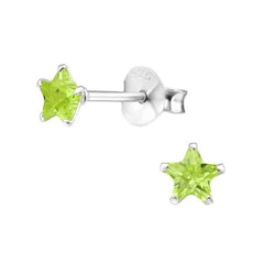 Silver Birthstone Star Stud Earrings