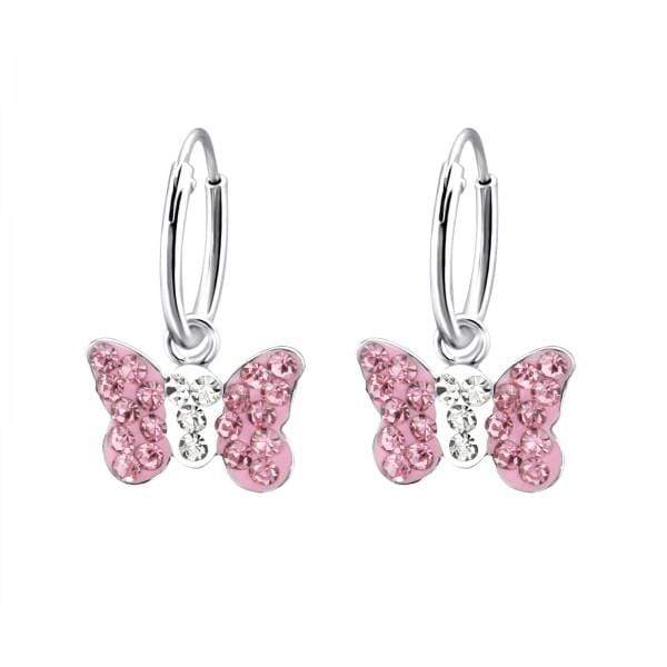 Butterfly Hoop Earrings Silver for Girl