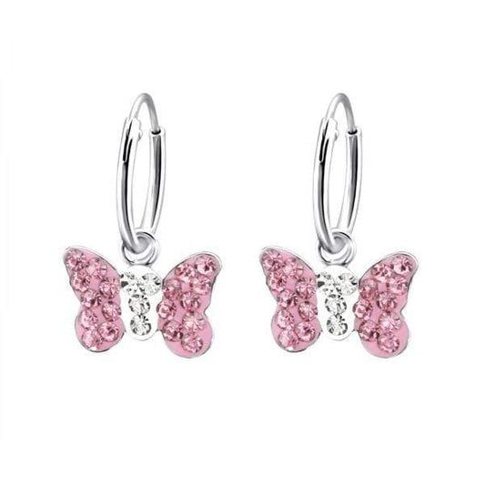 Butterfly Hoop Earrings Silver for Girl