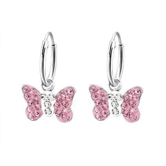 Butterfly Hoop Earrings Silver for Girl