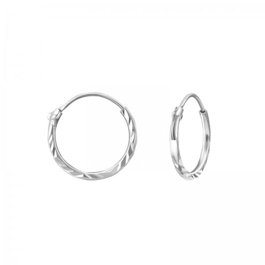 Silver Diamond Ear Hoops