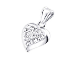 Crystal Studded Silver Heart Pendant