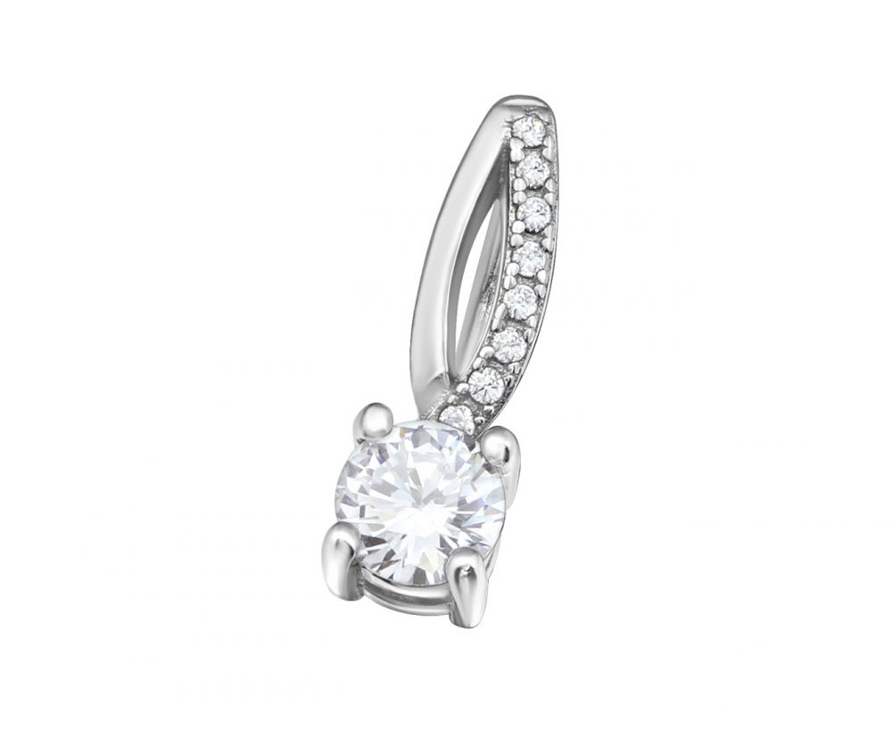 Elegant Silver Pendant Charm with Zirconia Detailing