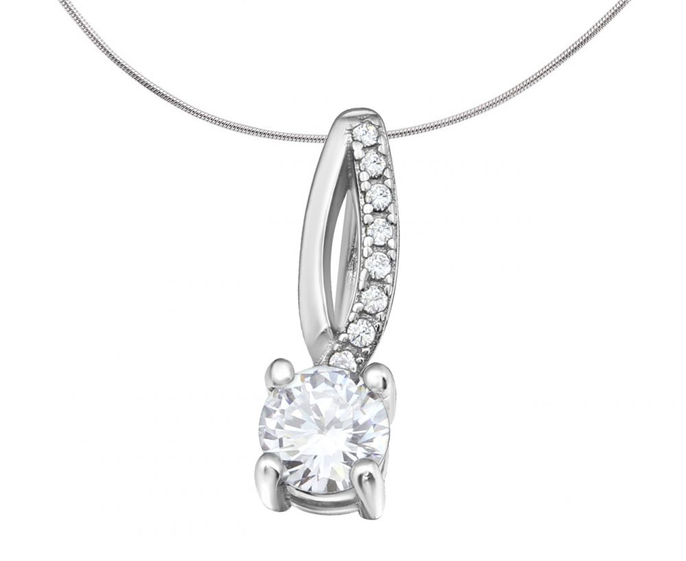 Elegant Silver Pendant Charm with Zirconia Detailing