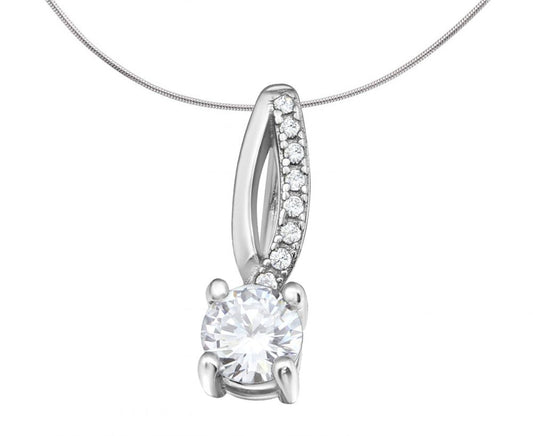 Elegant Silver Pendant Charm with Zirconia Detailing