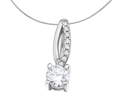Elegant Silver Pendant Charm with Zirconia Detailing