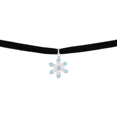 Sterling Silver Snowflake Crystal Choker Necklace