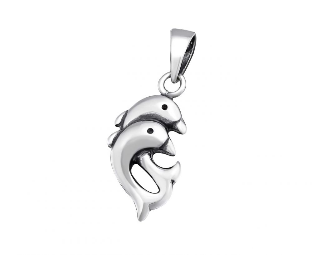Double Dolphin Silver Pendant