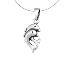 Double Dolphin Silver Pendant