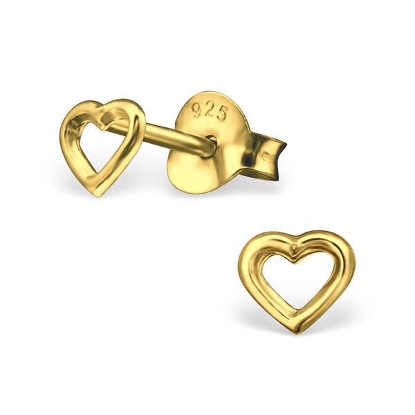 14 K Gold Plated Silver Heart Ear Studs