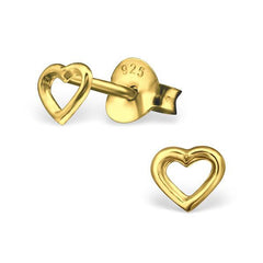 14 K Gold Plated Silver Heart Ear Studs