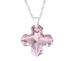 Sterling Silver Greek Cross Necklace Made With Swarovski Crystal