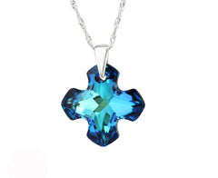 Sterling Silver Greek Cross Necklace Made With Swarovski Crystal