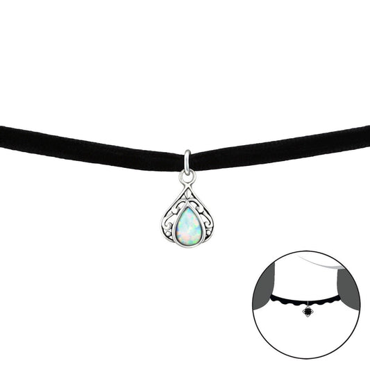 Teardrop Opal Choker with Black Band
