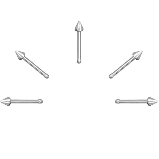 5 X Cone Steel Nose Studs with Ball End 11 MM