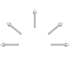 5 X Cone Steel Nose Studs with Ball End 11 MM