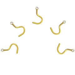 5 X Gold Cone Nose Studs 1.3 mm