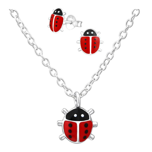Children's Sterling Silver Ladybug Jewellery Set
