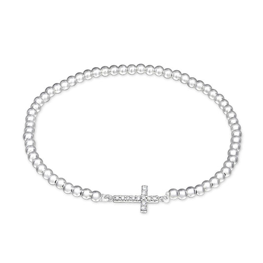 Cubic Zirconia Sterling Silver Cross Bracelet