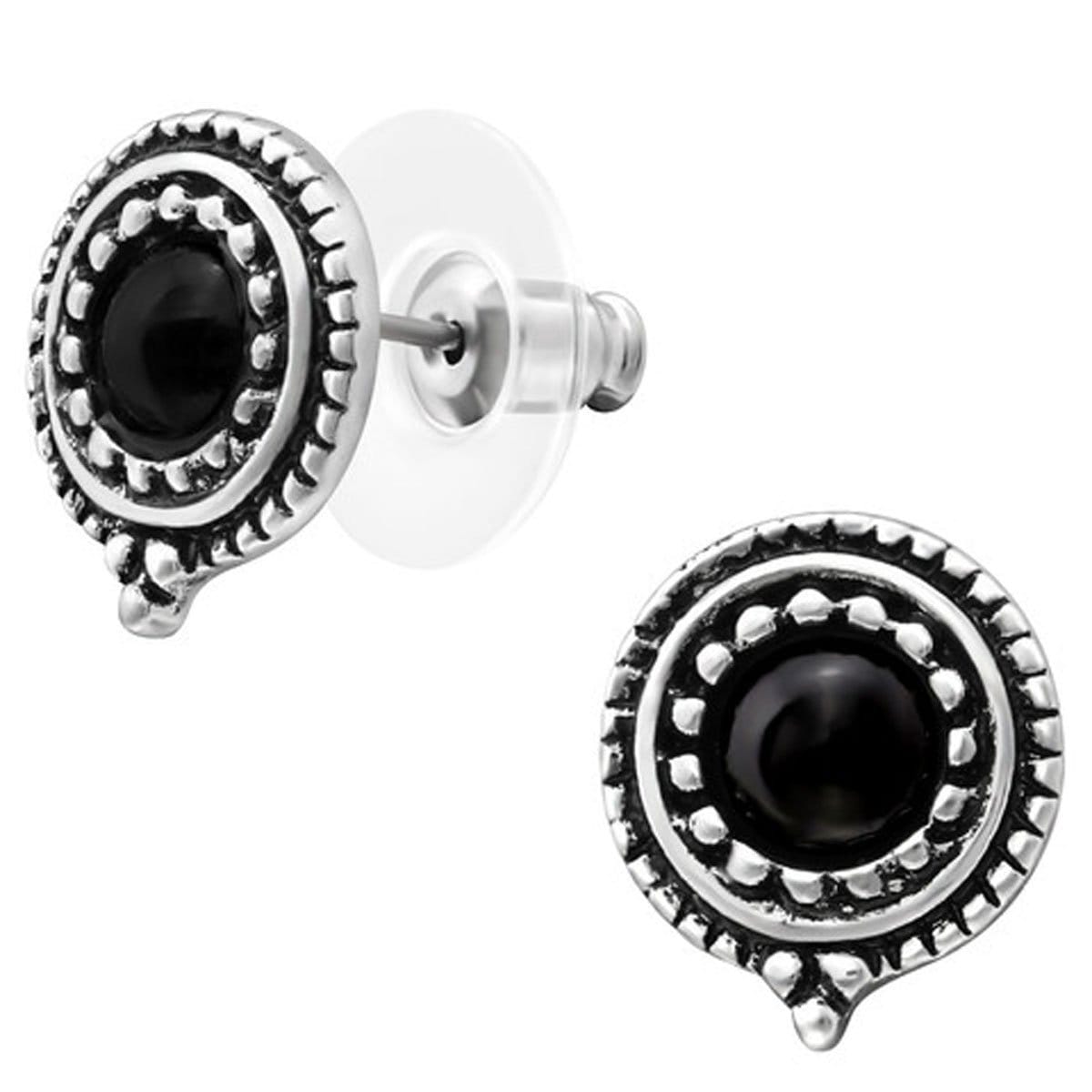 Black Onyx and Turquoise Fashion Stud Earrings Set