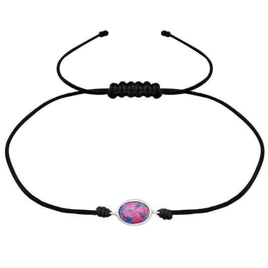 Sterling Silver Multi Lavender Opal Corded Bracelet
