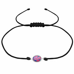 Sterling Silver Multi Lavender Opal Corded Bracelet