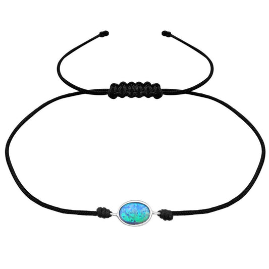 Sterling Silver Opal Corded Bracelet
