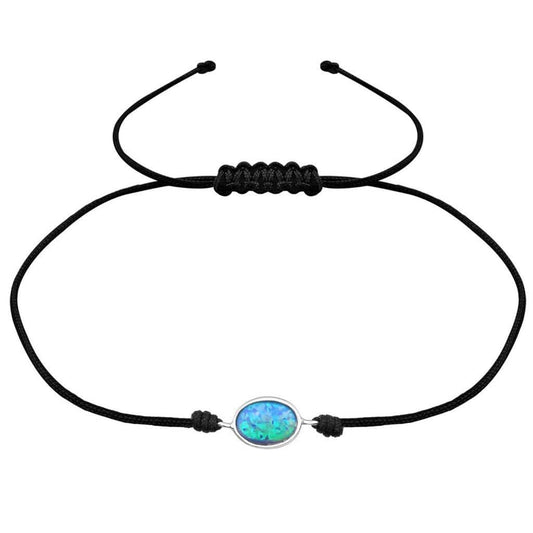Sterling Silver Opal Corded Bracelet