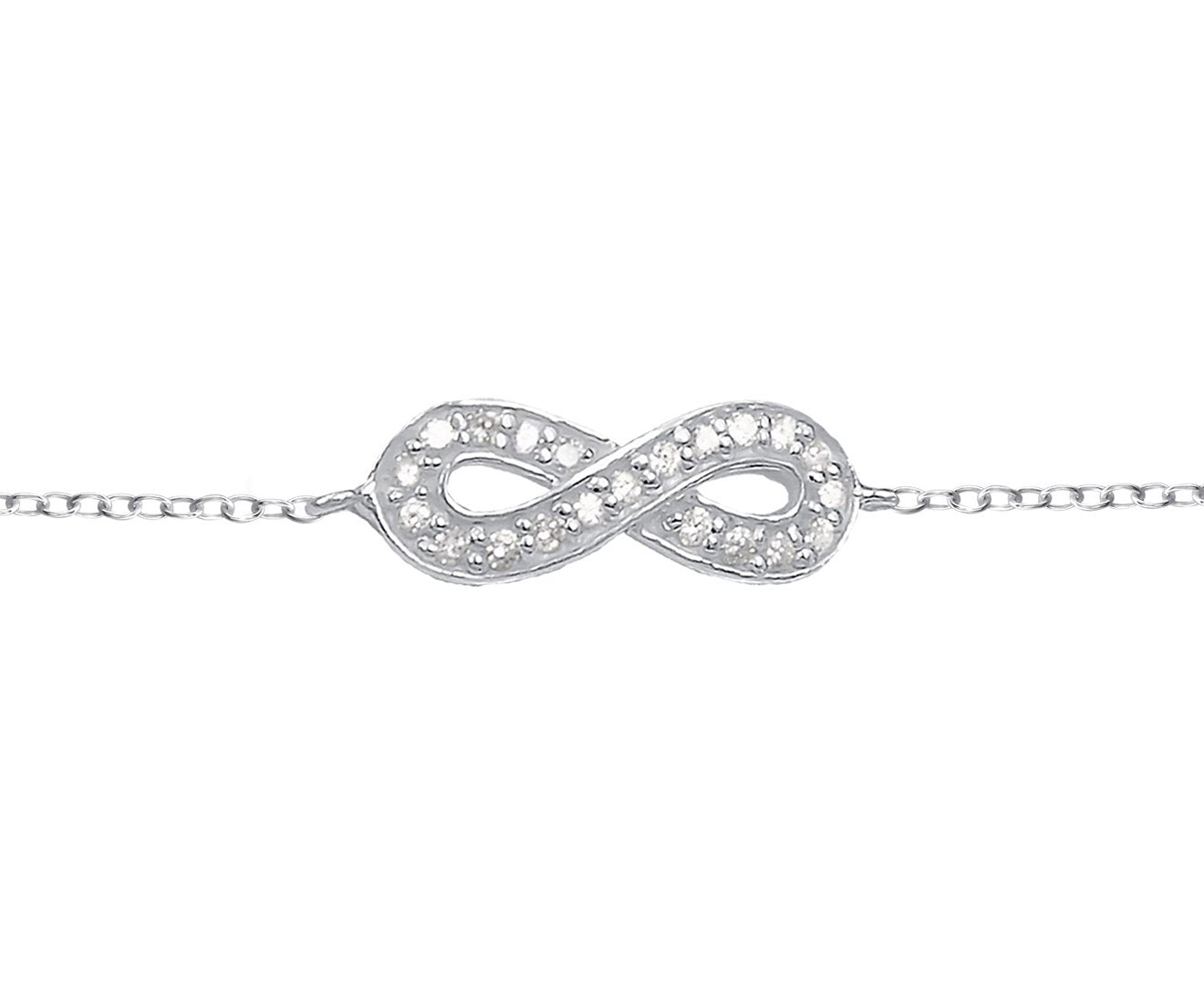 Sterling Silver CZ Crystal Infinity Chain Bracelet