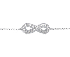Sterling Silver CZ Crystal Infinity Chain Bracelet