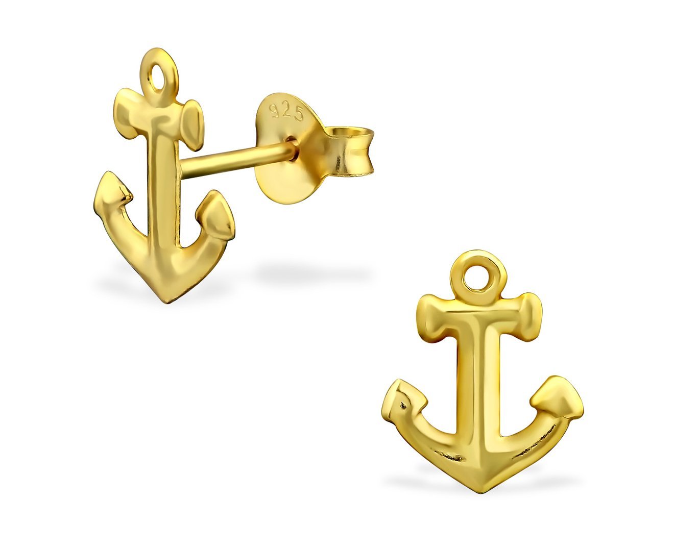 Sterling Silver Anchor Stud Earrings