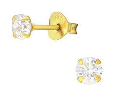Sterling Silver CZ Crystal 4mm Stud Earrings