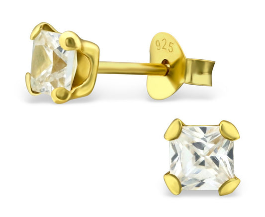 Sterling Silver CZ Crystal 4mm Stud Earrings