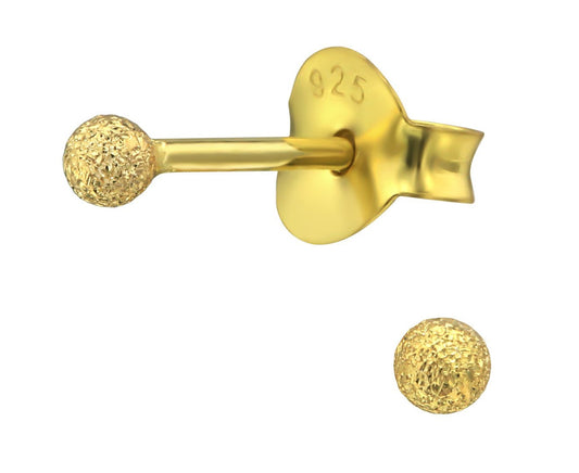 Sterling Silver Diamond Dust Ball 2mm Stud Earrings