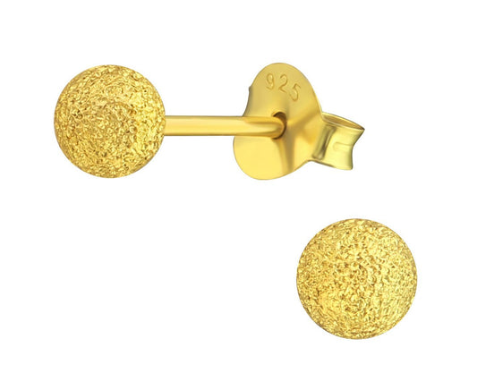 Sterling Silver Diamond Dust Ball 4mm Stud Earrings