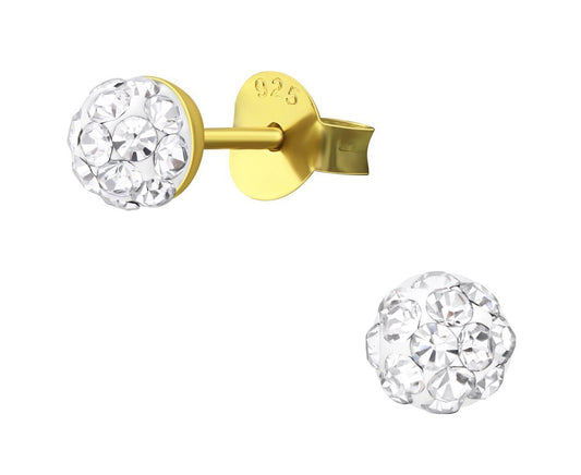 Sterling Silver Crystal Round Stud Earrings