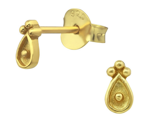 Sterling Silver Antique Stud Earrings