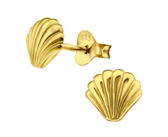 Sterling Silver Plain Shell Studs