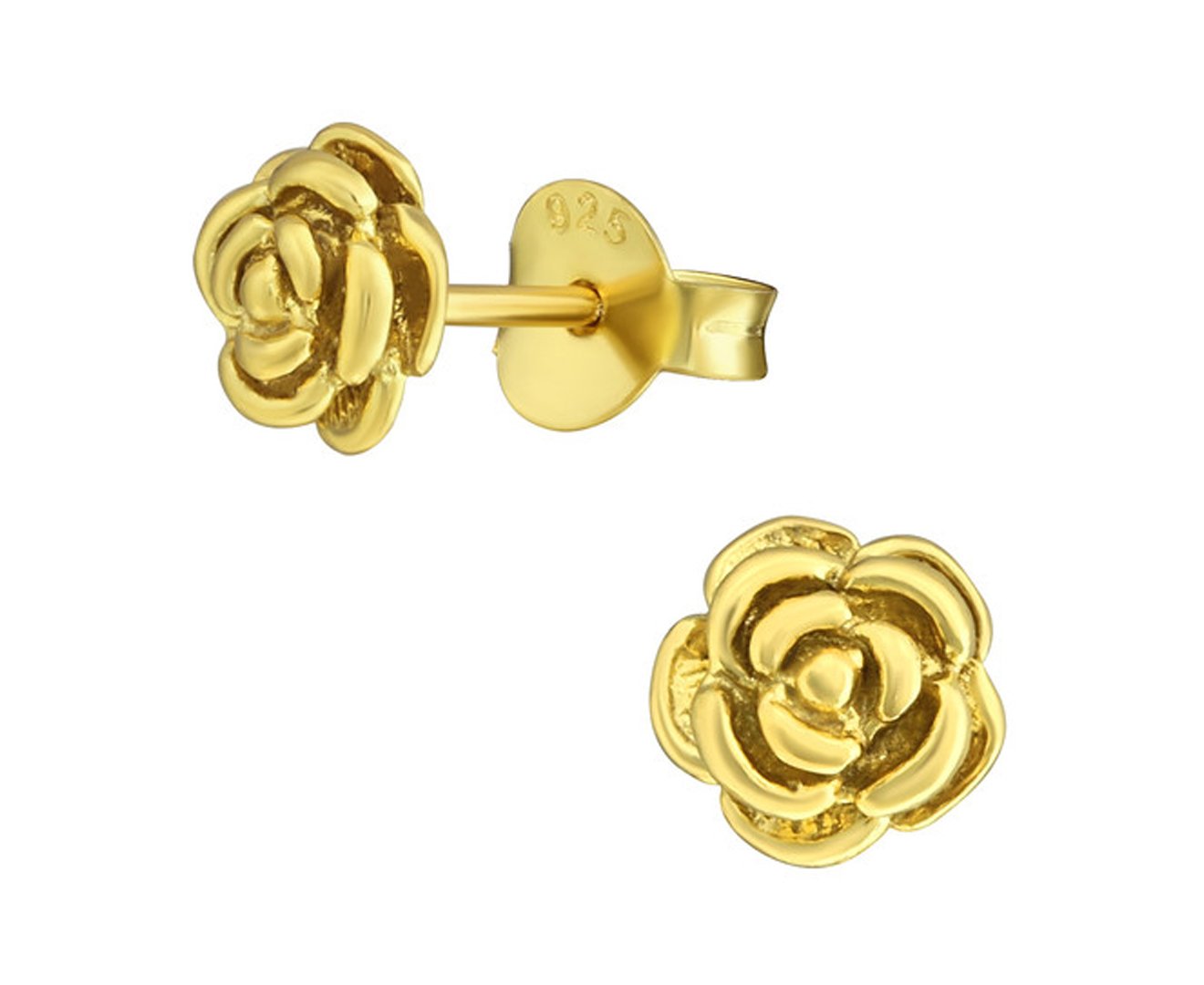 Sterling Silver Rose Stud Earrings