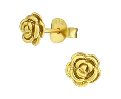 Sterling Silver Rose Stud Earrings