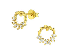 Sterling Silver CZ Wreath Stud Earrings