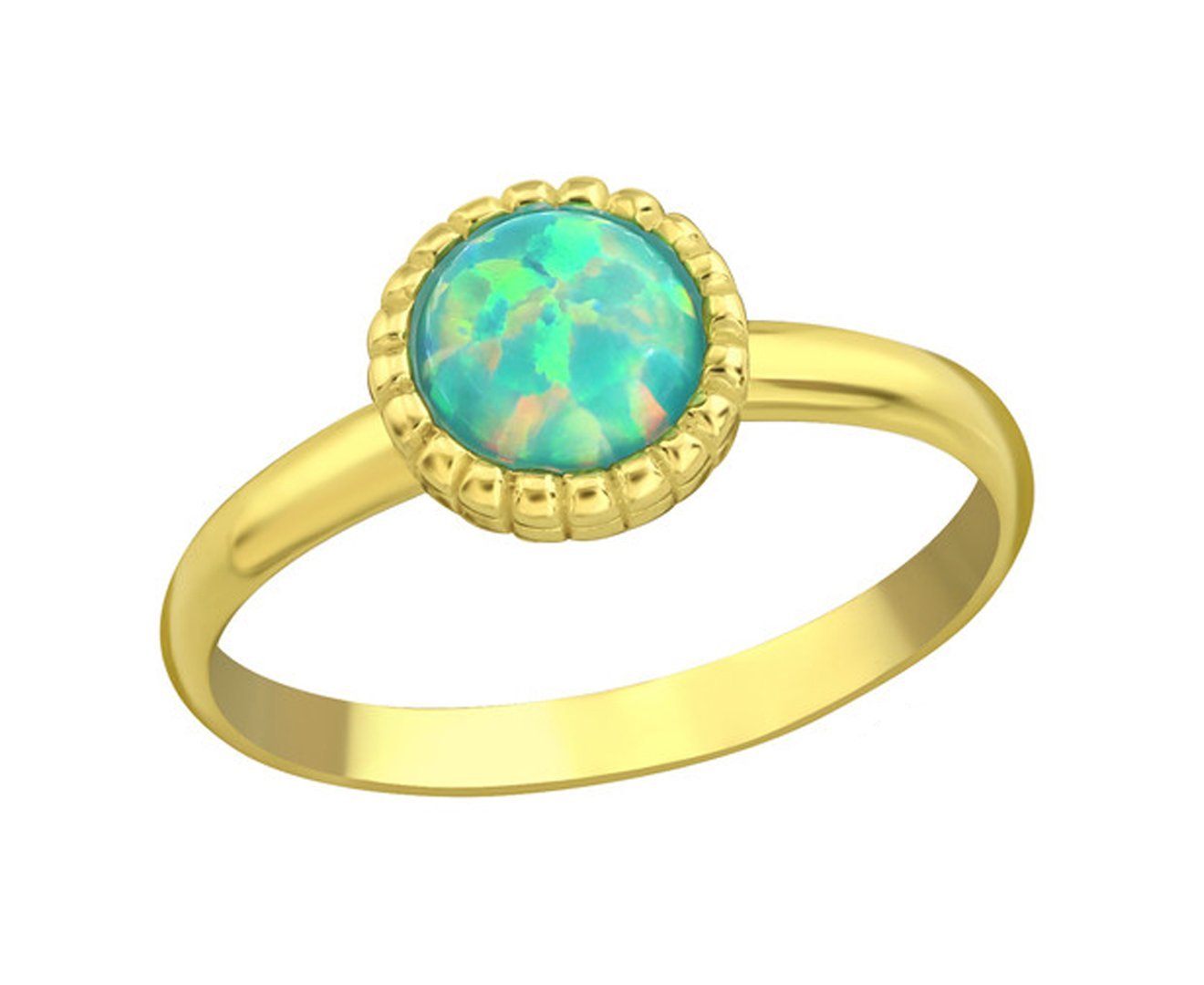 Sterling Silver Round Opal Midi Ring
