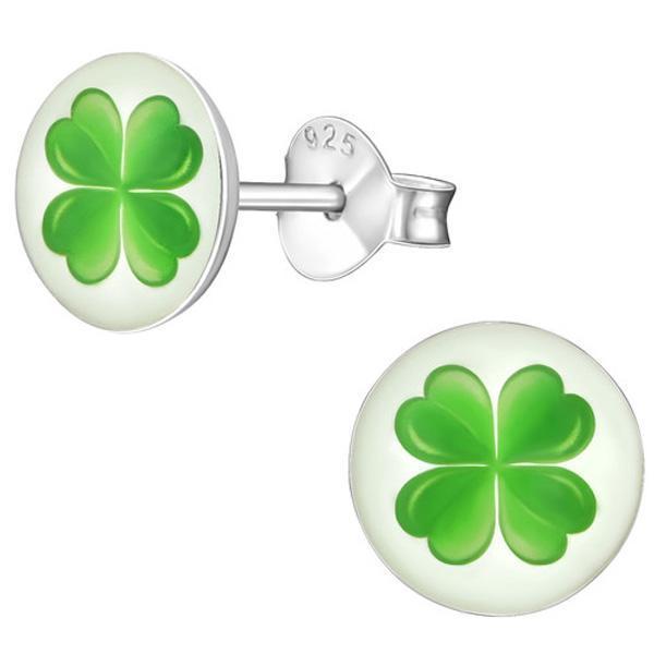 Children Sterling Silver Clover Leaf Earrings